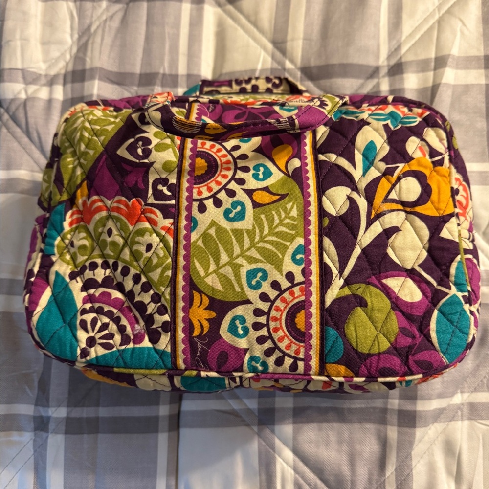 Vera Bradley Plum Crazy Purple and Green Quilted Cosmetic Bag